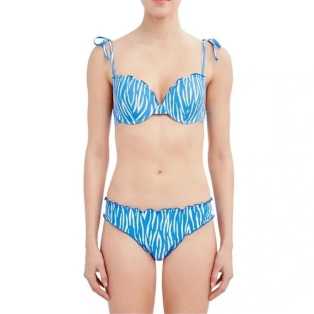 BCBG Paris Women’s Ruffle Zabra Print Bikini